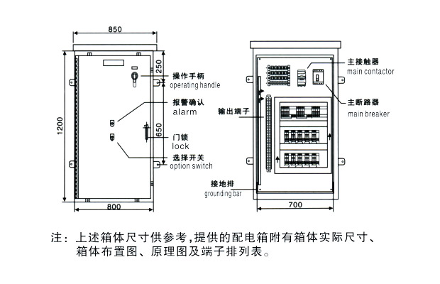 PDX电伴热控制箱（柜）尺寸